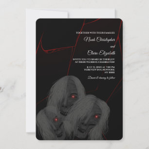 Red Lightning Ghosts Gothic Zwart Halloween Donker Kaart