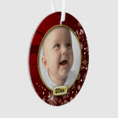 Red Lijst Baby's 1e Kerstmis Ornament (voorkant)