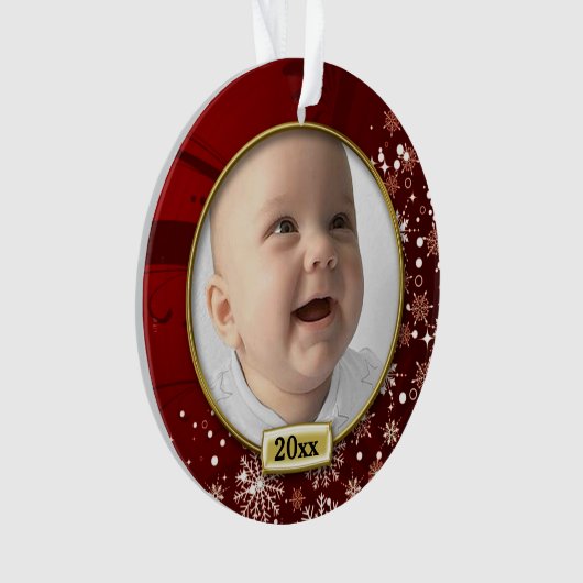 Red Lijst Baby's 1e Kerstmis Ornament (voorkant)