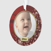 Red Lijst Baby's 1e Kerstmis Ornament (voorkant)