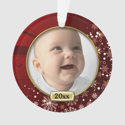 Red Lijst Baby's 1e Kerstmis Ornament (voorkant)