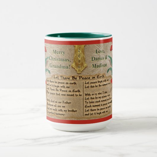 Red Lilies en kerstteksten - op maat gesneden Mok (Midden)