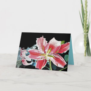 Red Lilies Lily floral Waterverf Birthday Kaart