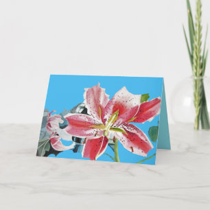 Red Lilies Lily floral Waterverf Birthday Kaart