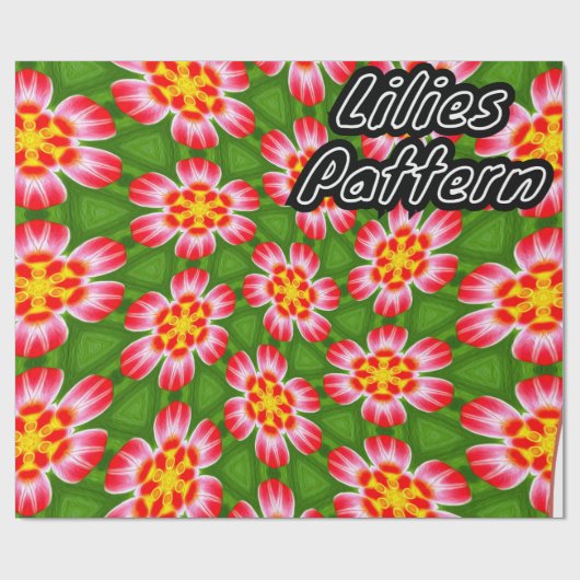 red lilies pattern cadeaupapier (Vlak)