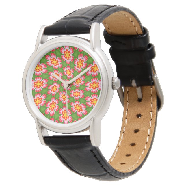 red lilies pattern horloge (Gekanteld)