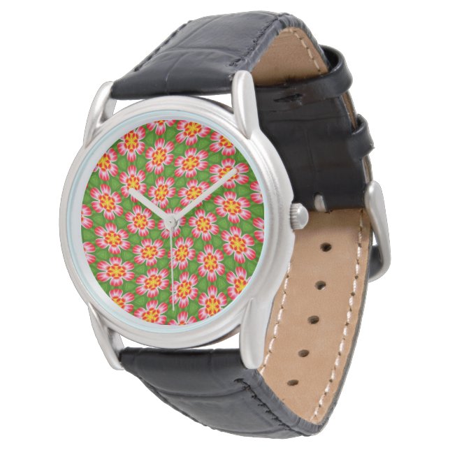 red lilies pattern horloge (Gekanteld)