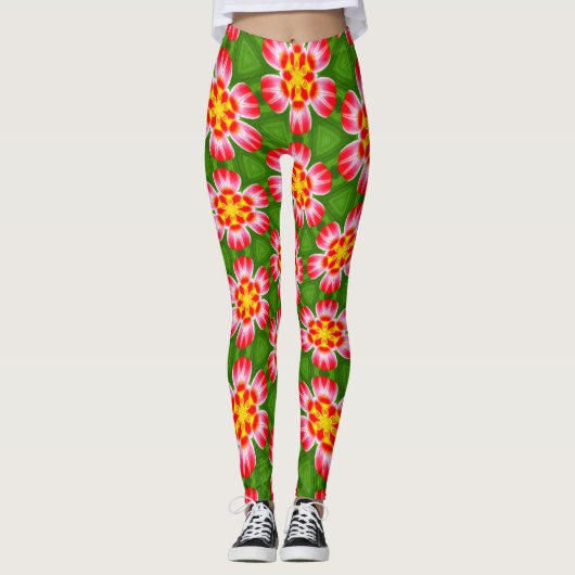 red lilies pattern leggings (Voorkant)