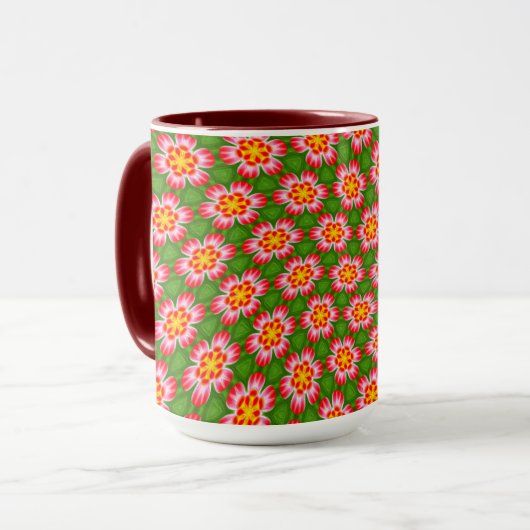 red lilies pattern mok (Voorkant links)