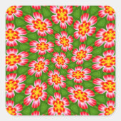 red lilies pattern vierkante sticker (Voorkant)