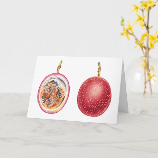 Red Lilikoi Passion Fruit Card Kaart (Gele Bloem)