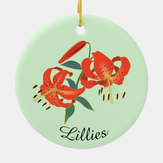 Red Lillies Ontwerp Keramisch Ornament (Achterkant)