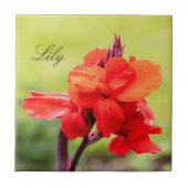 Red Lily Aangepaste naam Tegeltje (Voorkant)