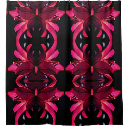 Red Lily Floral Abstract Art Pattern Douchegordijn (Voorkant)