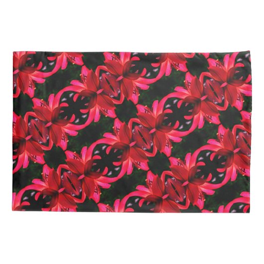 Red Lily Floral Abstract Art Pattern Kussensloop (Achterkant)