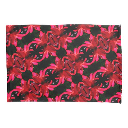 Red Lily Floral Abstract Art Pattern Kussensloop (Voorkant)