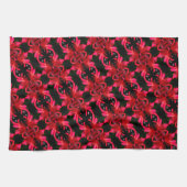 Red Lily Floral Abstract Art Pattern Theedoek (Horizontaal)