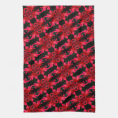 Red Lily Floral Abstract Art Pattern Theedoek (Verticaal)