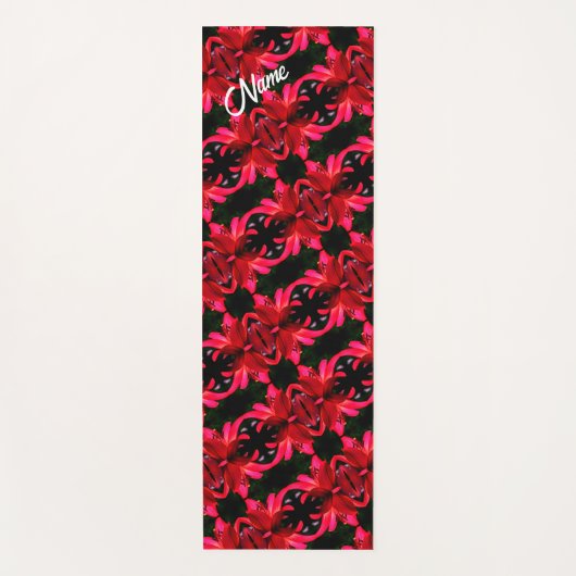 Red Lily Floral Abstract Pattern - Gepersonaliseer Yogamat (Voorkant)