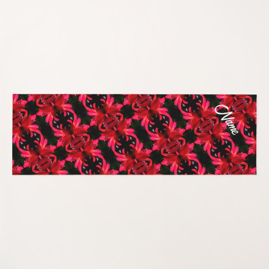 Red Lily Floral Abstract Pattern - Gepersonaliseer Yogamat (Voorkant (horizontaal))