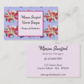 Red Lily Floral Flowers Waterverf Visitekaartje (Voorkant / Achterkant)