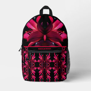 Red Lily Flower Abstract gepersonaliseerd Bedrukte Rugzak