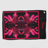 Red Lily Flower Abstract gepersonaliseerd Golfhanddoek (Horizontaal)