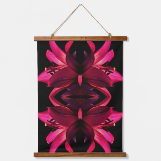 Red Lily Flower Art Abstract Hangend Wandkleed (Voorkant)