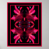 Red Lily Flower Mirror Abstract Poster (Voorkant)