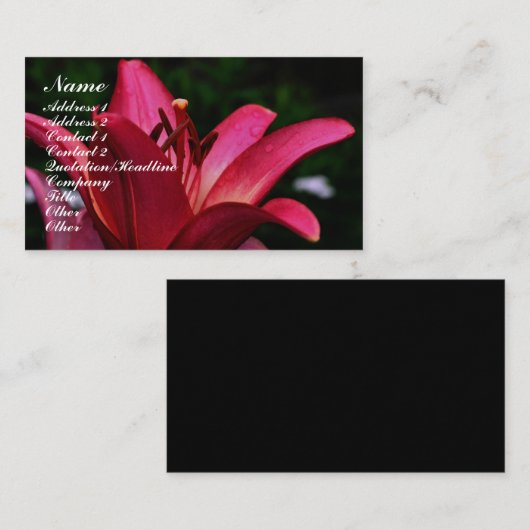 Red Lily Flower Up Close Visitekaartje (Voorkant / Achterkant)