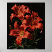 Red Lily Flowers Art Print Poster (Voorkant)