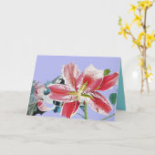 Red Lily mauve floral Waterverf Birthday Kaart (Gele Bloem)