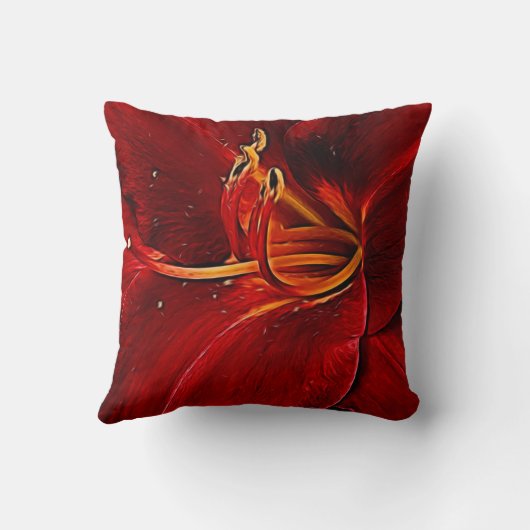 Red Lily op zwart Kussen (Achterkant)