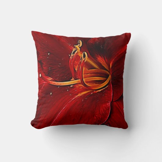 Red Lily op zwart Kussen (Voorkant)