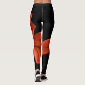 Red Lily op zwart Leggings (Achterkant)