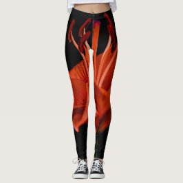 Red Lily op zwart Leggings
