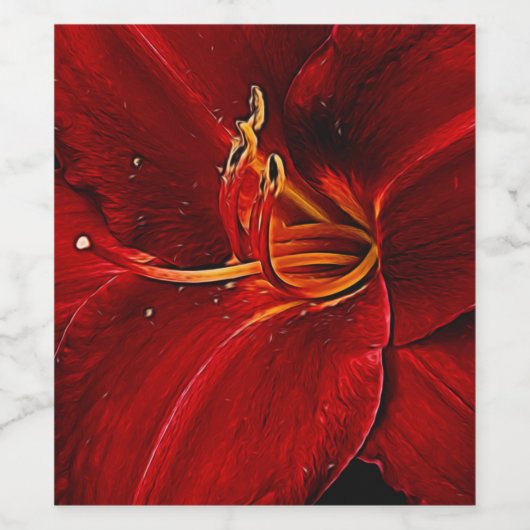 Red Lily op zwart Wijn Etiket (Enkel label)