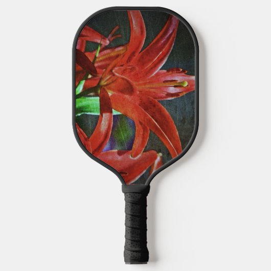 Red Lily-Textured door Shirley Taylor Pickleball Paddle (Voorkant)