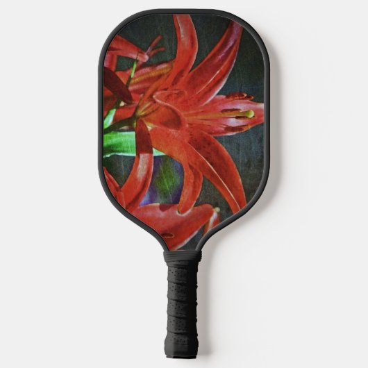Red Lily-Textured door Shirley Taylor Pickleball Paddle (Achterkant)