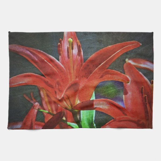 Red Lily Textured Theedoek (Horizontaal)