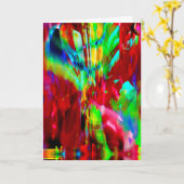 Red Lime Green Abstract Dreamweaver Fantasy Flower Kaart (Gele Bloem)