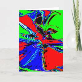 Red Lime Green Blue Abstract Pinrad Flower Kaart