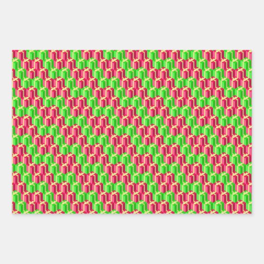 Red Limoen Kelly Green Gold Fun Pattern kerst Inpakpapier Vel (Voorkant 2)
