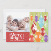 Red Limoen Retro Merry en Bright Family Photo Card Feestdagenkaart (Voorkant)