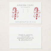 Red Line Art Candy Cane & Bow Hairclip Display Visitekaartje (Voorkant /achterkant)