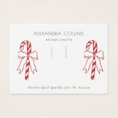 Red Line Art Candy Cane & Bow Hairclip Display  Visitekaartje (Voorkant)