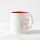 Red Line Art Santa Holiday Tweekleurige Koffiemok (Voorkant rechts)