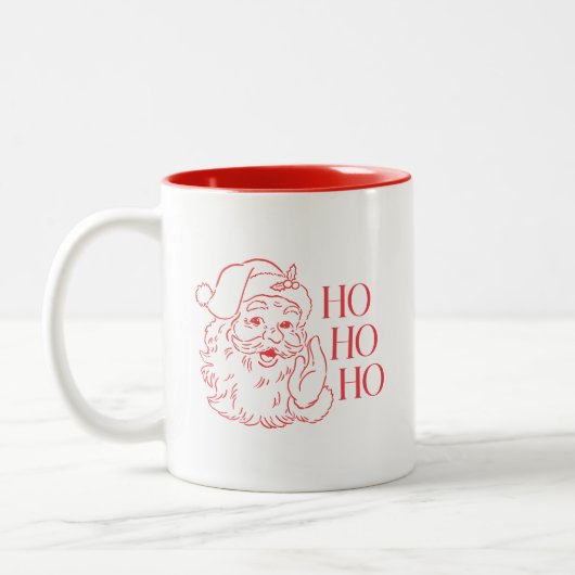 Red Line Art Santa Holiday Tweekleurige Koffiemok (Links)