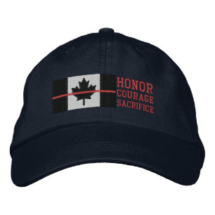 Red Line Canadian Flag Honor Courage Offset Geborduurde Pet