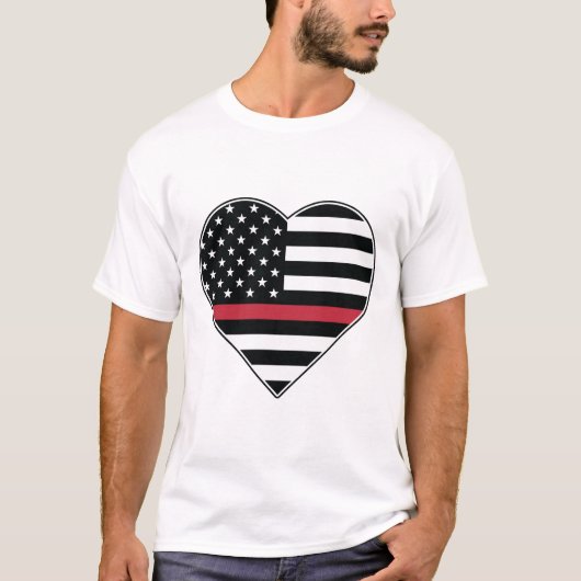 Red Line Flag Heart T-shirt (Voorkant)